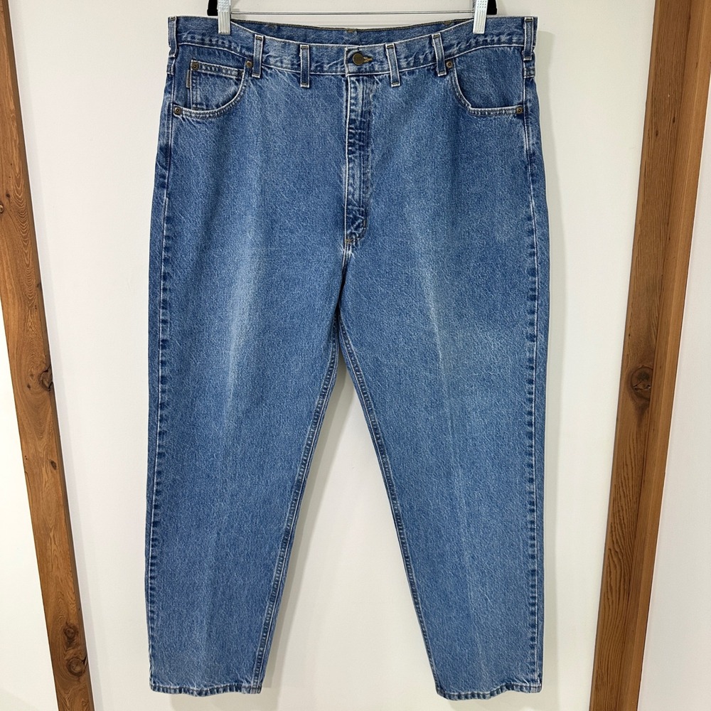 Carhartt B18 DST Traditional Fit Mens 46x32 Blue Stonewash Jeans | Workwear